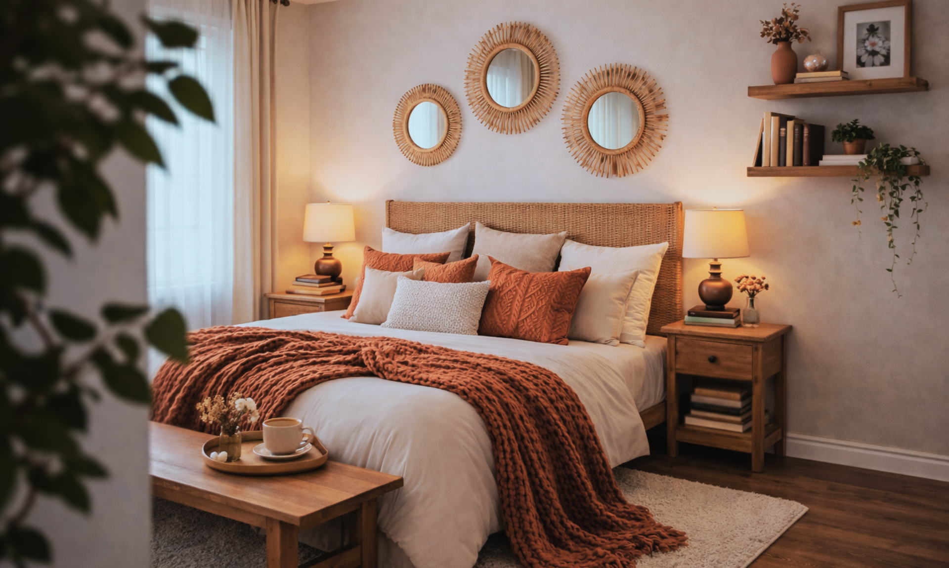 clutter free and cozy bedroom space